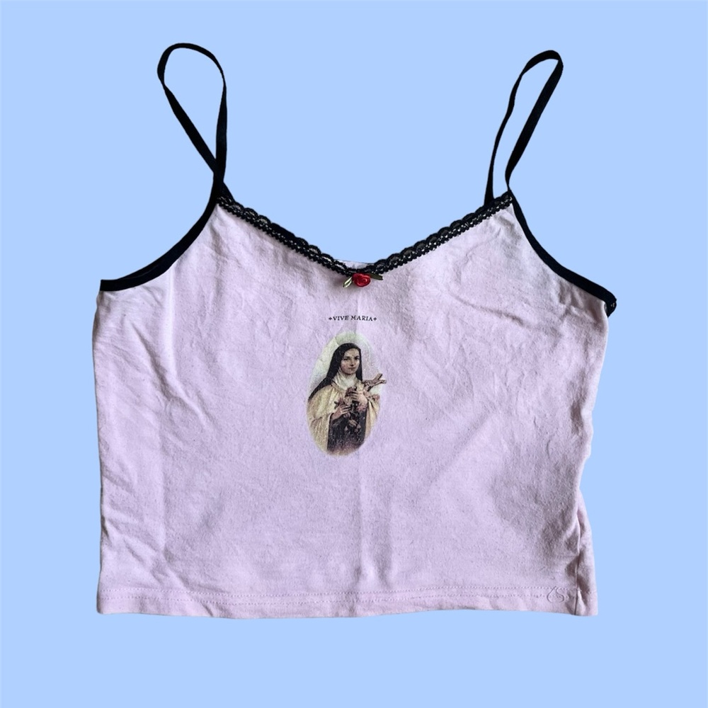 Vive Maria Vintage 90s Baby Pink Holy Mary Rosette Cami